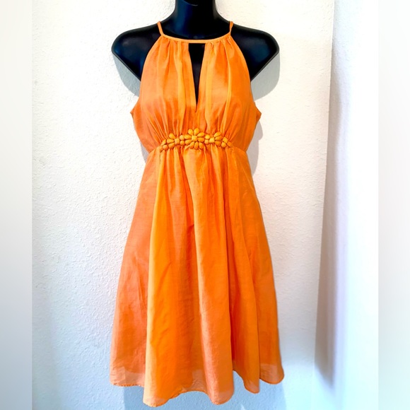 Silk Orange Dress Esley - Picture 3 of 15